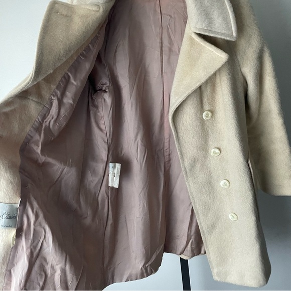 Vintage Surrey Classics Mohair Cotton Cream Pea Coat Double Breasted Size S/M - Picture 9 of 16